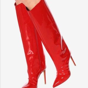 SALE Trendy red patent leather boots